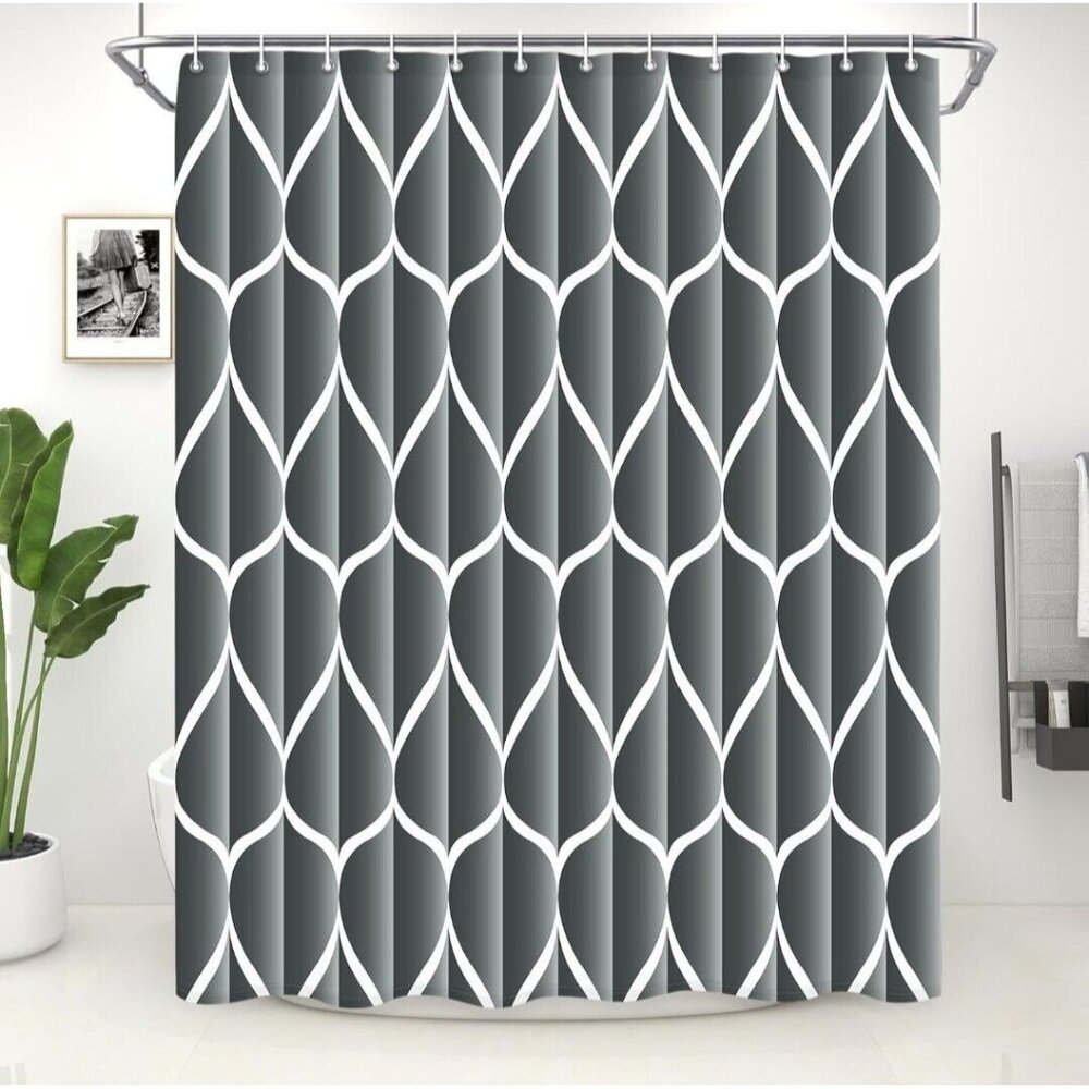 Dark Grey Fabric 72 x 72 Inch Cloth Shower Curtain Waterproof Design and Poly...